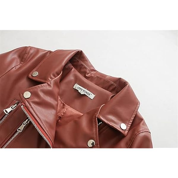 Adhdyuud Vrouwen Faux Lederen Jas Herfst Zakken Solid Riem Rits Biker Jas Casual Knop Uitloper